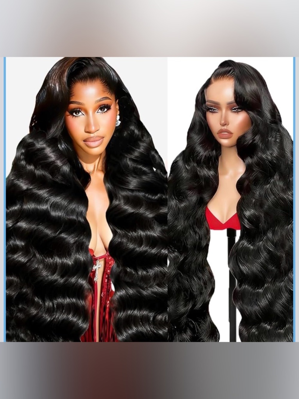 13x6 Lace Front Wigs Human Hair Body Wave (Black, 18inch, Wavy)